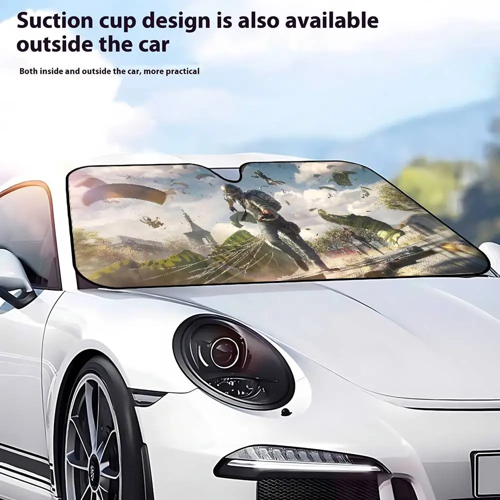 P-PUBG Battlegrounds Game سيارة ظلة الزجاج الأمامي نافذة السيارة غطاء الزجاج الأمامي الشمس الظل السيارات قناع اكسسوارات السيارات