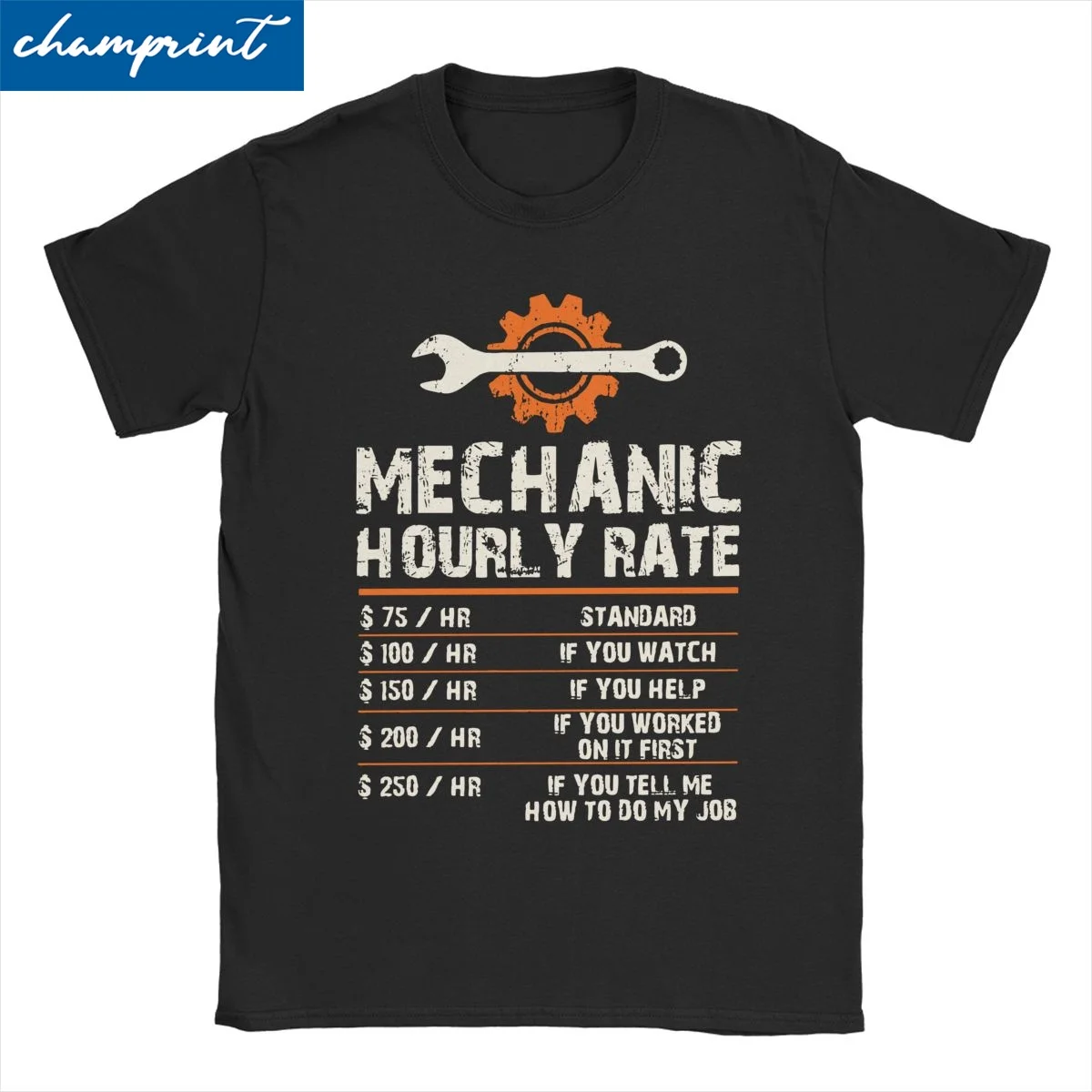 Männer Frauen lustige Mechaniker stündliche Arbeits raten T-Shirt reine Baumwolle Kleidung lustige Kurzarm o Hals T-Shirts Original T-Shirts