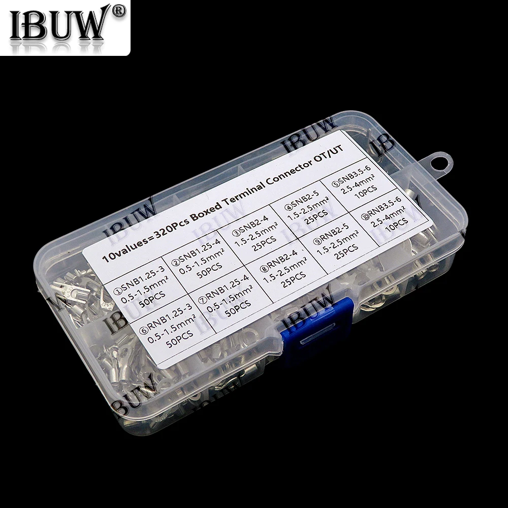 Kit de terminais de crimpagem, 320 peças, com conector elétrico, terminação de emenda u/o, snb/RNB1.25-4, conector de fio, terminal de cabo