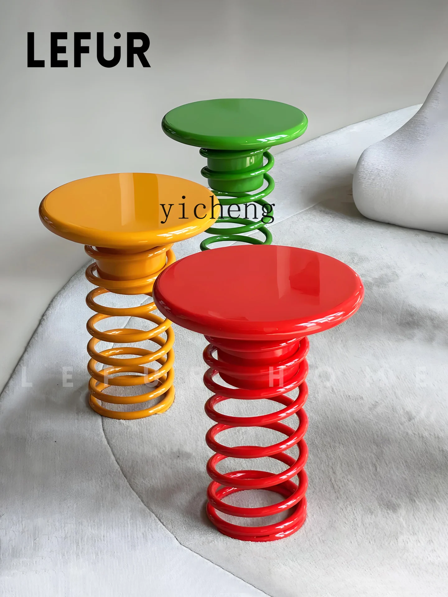 

ZK Minimalist Solid Wood Spring Round Stool Living Room Home Movable Design Sense Creative Small Side Table