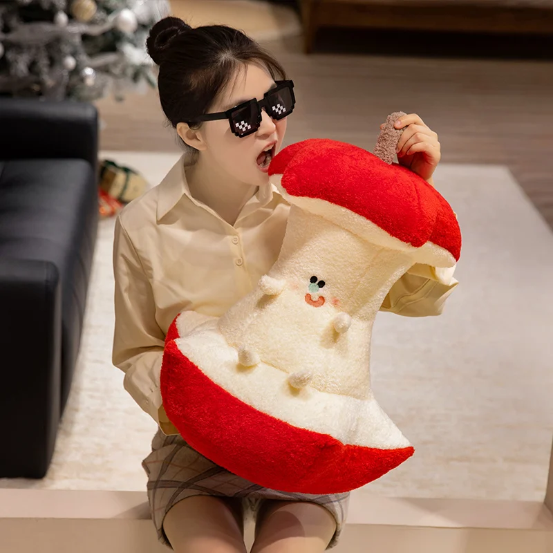 Simulazione Frutteto Cartone Animato Rosso Verde Mela Core Peluche Creativo Farcito Imitazione Frutta Cuscino Decorazioni per la Casa per Bambini Ragazze Regalo