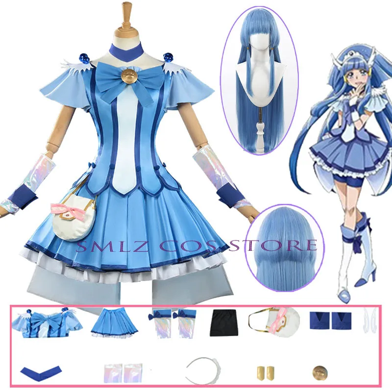 

Cure Beauty Cosplay Anime Smile Glitter Breeze Cure Costume Dress Wig Set Halloween Paerty Play Outfit for WOman