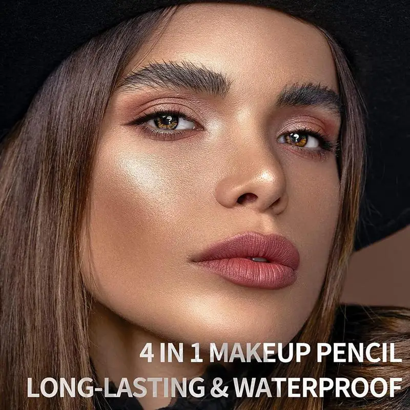 4 In 1 Make-Up Pen Markeerstift Eyeliner Wenkbrauw Voering En Lipliner Waterdichte En Langdurige Multifunctionele Draagbare Make-Up Voor