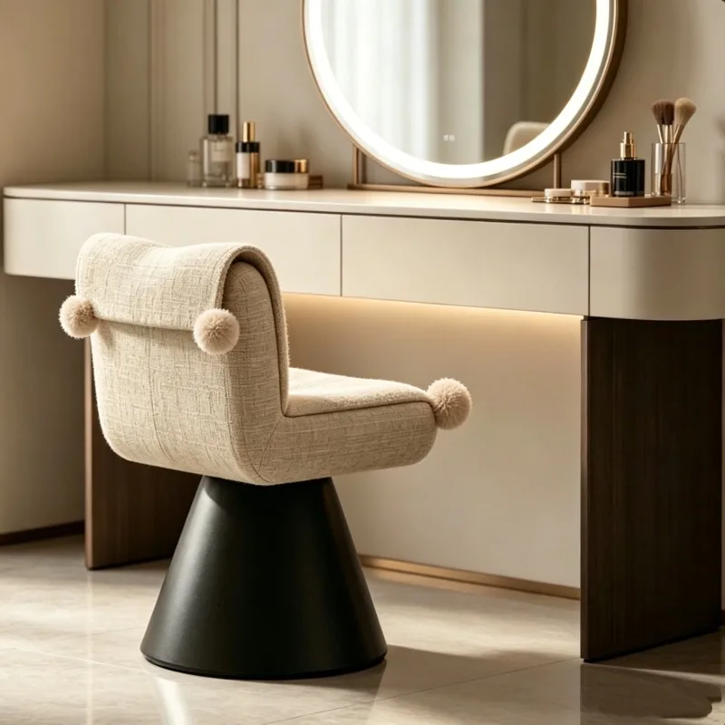 Modern Rotatable Vanity Chair with Backrest Stylish Cosmetic Bench Stool Elegant Makeup Seat Comfortable Bedroom Furniture view 4