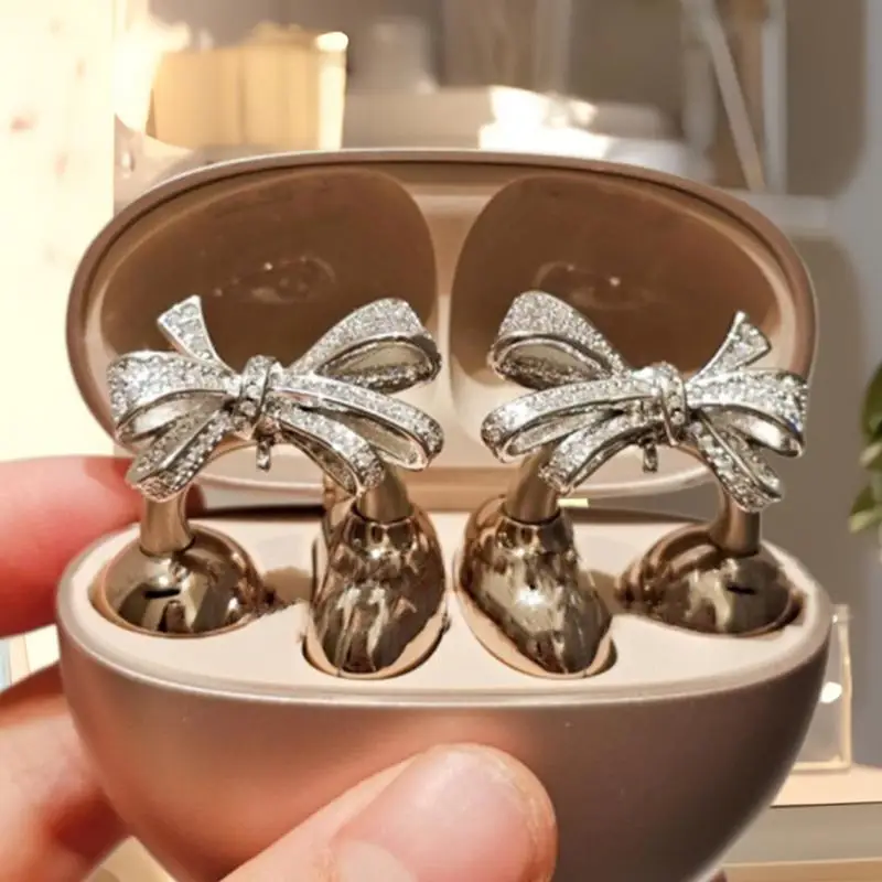 Открытые вкладыши для ушей со стразами, клипсы для наушников, стразы в форме банта, изысканные украшения для наушников с открытыми ушами, ювелирные изделия для школы