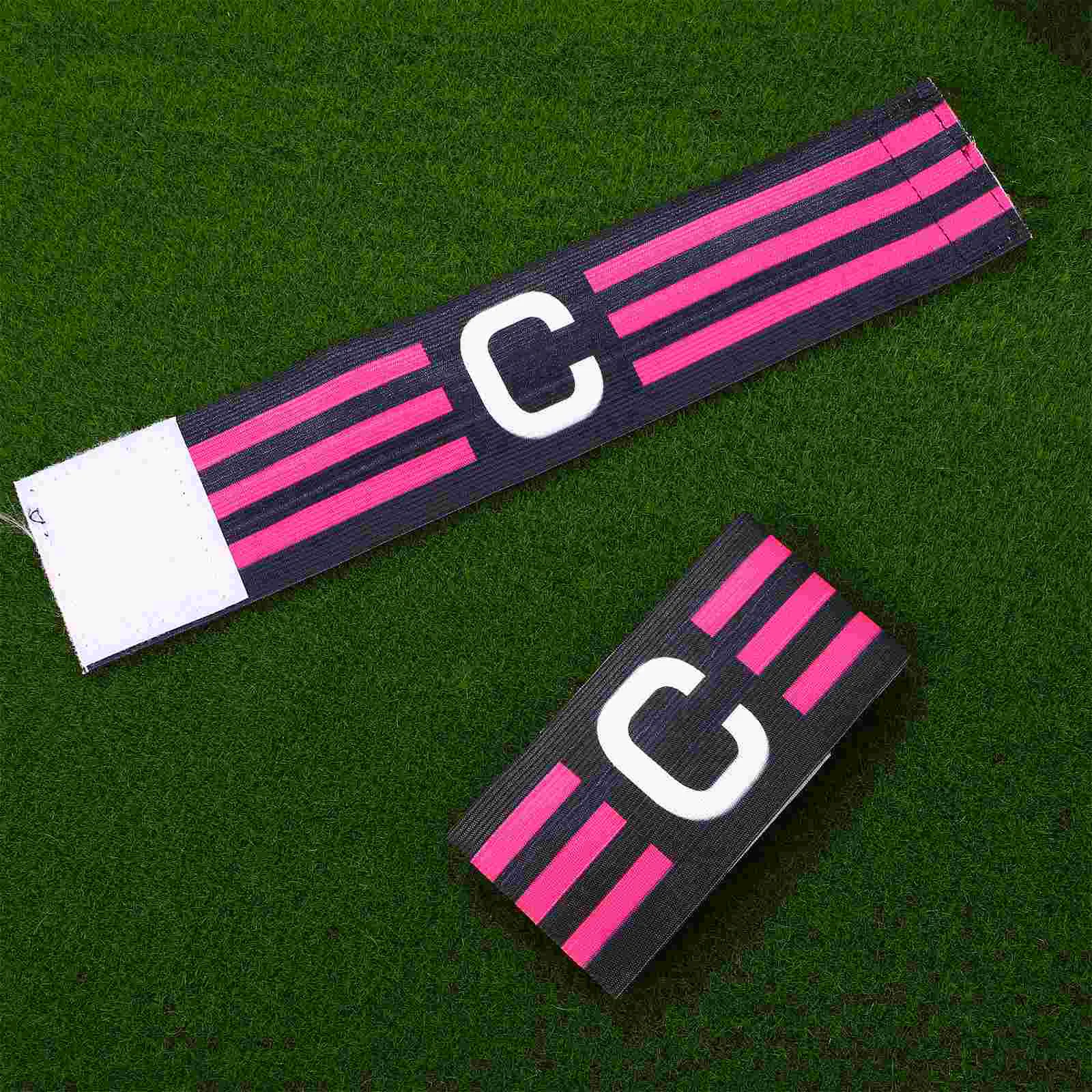 2 Pcs Stripes Football Captain Armband Leader Running Training Aids Soccer Armbands Sports Game Nylon Mark Miss Child