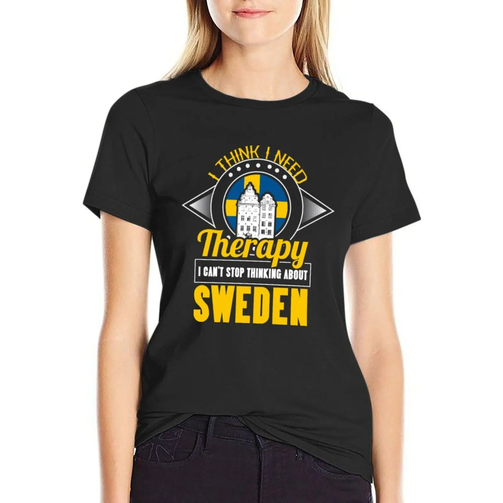 Sweden Stockholm Europe Therapy T-Shirt oversized hippie clothes anime clothes summer tops graphic t-shirts for Women