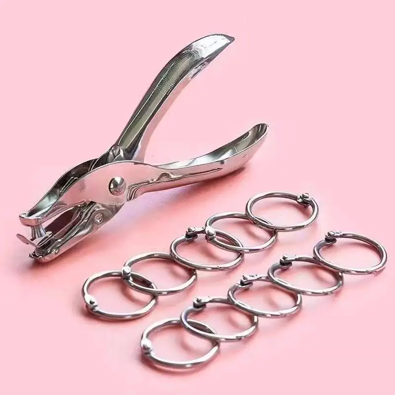 금속 3/6mm 원형 구멍 단일 구멍 휴대용 펀칭기, A4 용지 8매 펀칭 가능 - 펀치 도구