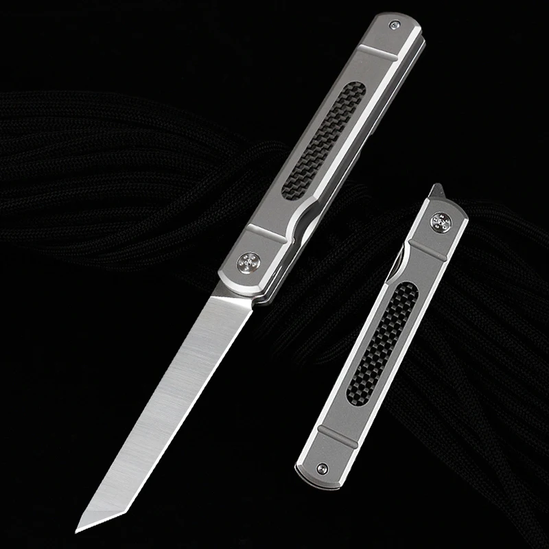

Titanium alloy folding pocket knife, lightweight, rust proof, tactical and durable EDC tool for outdoor camping survival, men's