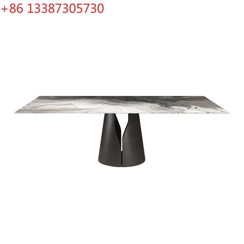 

Обеденный стол в стиле лёгкой роскоши, современный, простой, из сланца, минималистичный прямоугольный обеденный стол.