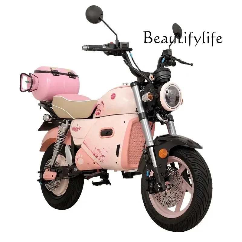 Cute wind front and rear disc brake small steel cannon electric motorcycle high power high speed electric motorcycle