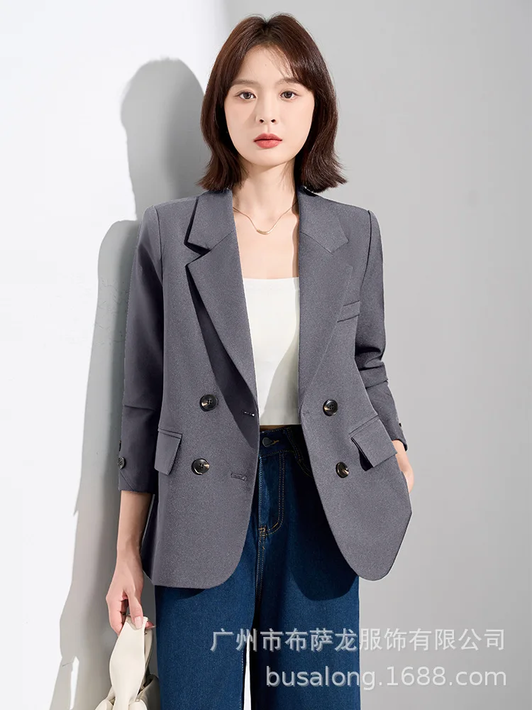 

2025Новый стильный модный костюм, повседневный женский профессиональный пиджак с длинными рукавами, официальная женская одинарная куртка, рабочая одежда8750