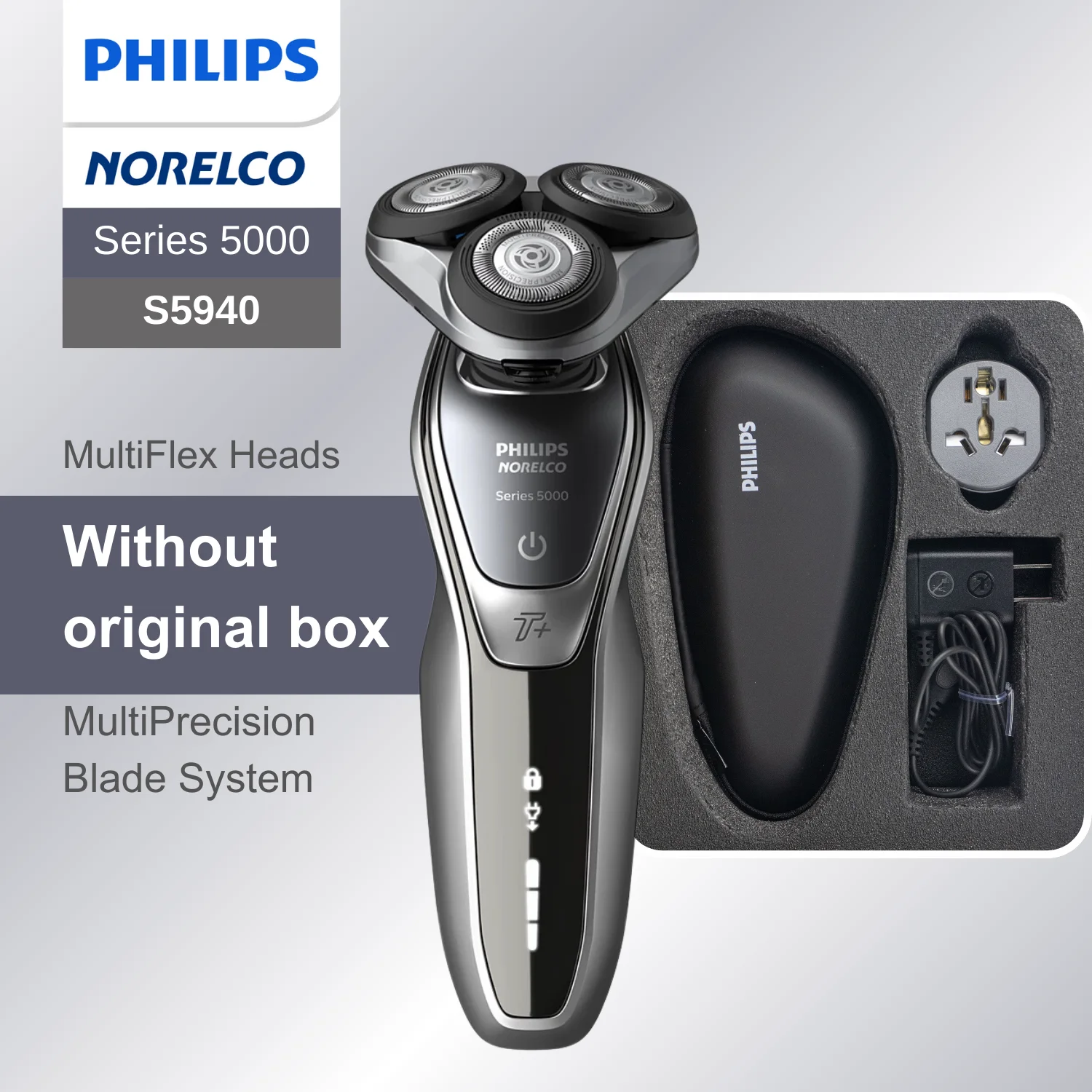 Philips Norelco Razor Series 5000 S5940, No Original Packaging, MultiFlex Heads, MultiPrecision Blade System