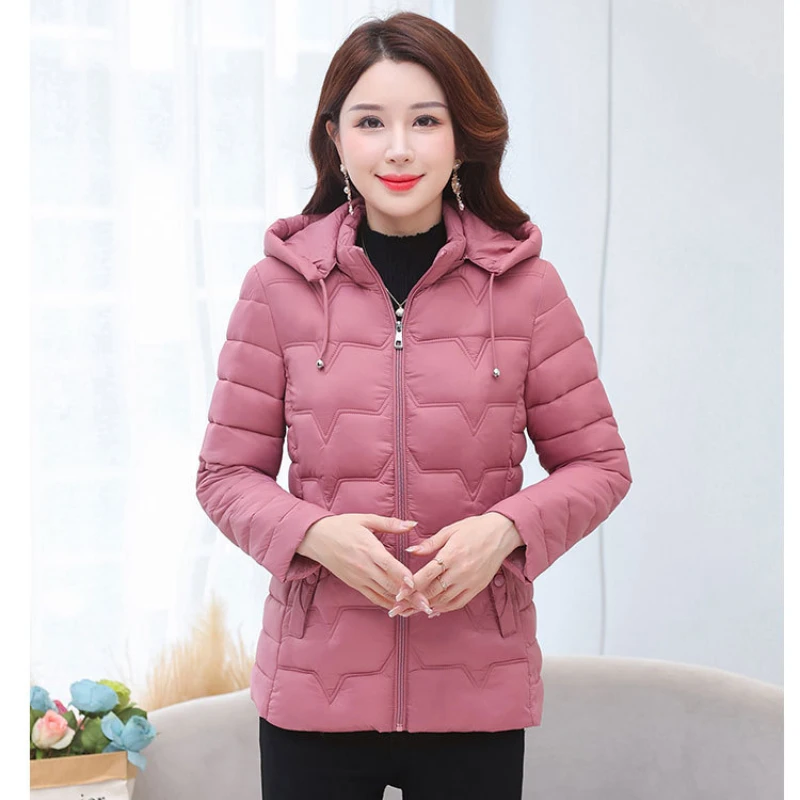 Down Cotton Jacket for Women in Winter New Hooded Short Style Warm Coat Casual Outwear Female Parkas Fashion Fit Ladies Tops