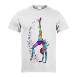 Watercolor Gymnastics 2024 Girl Clothes Kids Tshirt Kawaii Pattern Art Top Fashion Children Clothes Cartoon Summer Tops