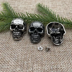 3 uds Metal 3D cabeza de calavera Concho artesanía de cuero decoración hebilla tornillo trasero remaches Punk para bolso de cuero cartera