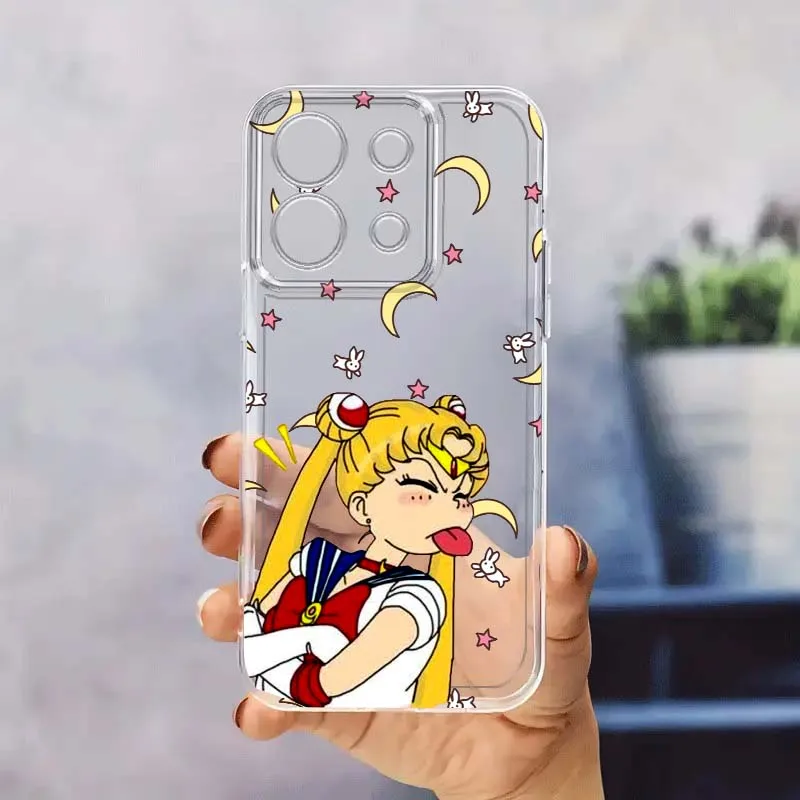 

S-Sailor M-Moon Popular Art For Xiaomi Poco X6 X5 X4 X3 F6 F5 F4 F3 Pro 5G Translucent Phone Case