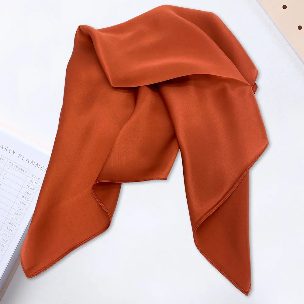 

65cm Square Solid Color 100% Pure Silk Scarf Women Bandana Female Hair Handkerchief Women's Natural Silk Neckerchief Top Gift