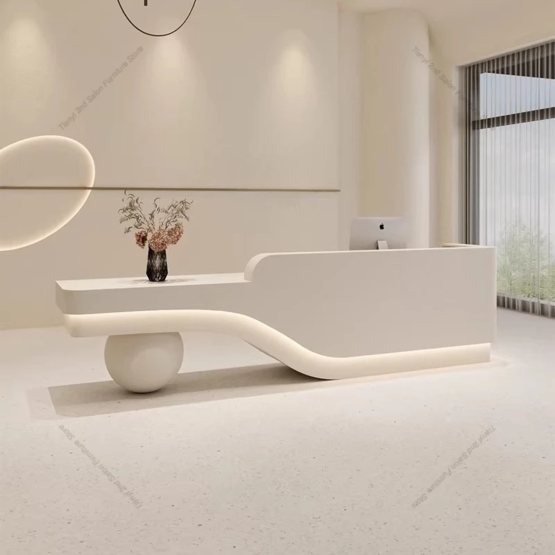 

Nordic Beauty Salon Cashier Counter Modern Design Clothing Store Counter Creative Company Reception Desk Office Furniture FYRD