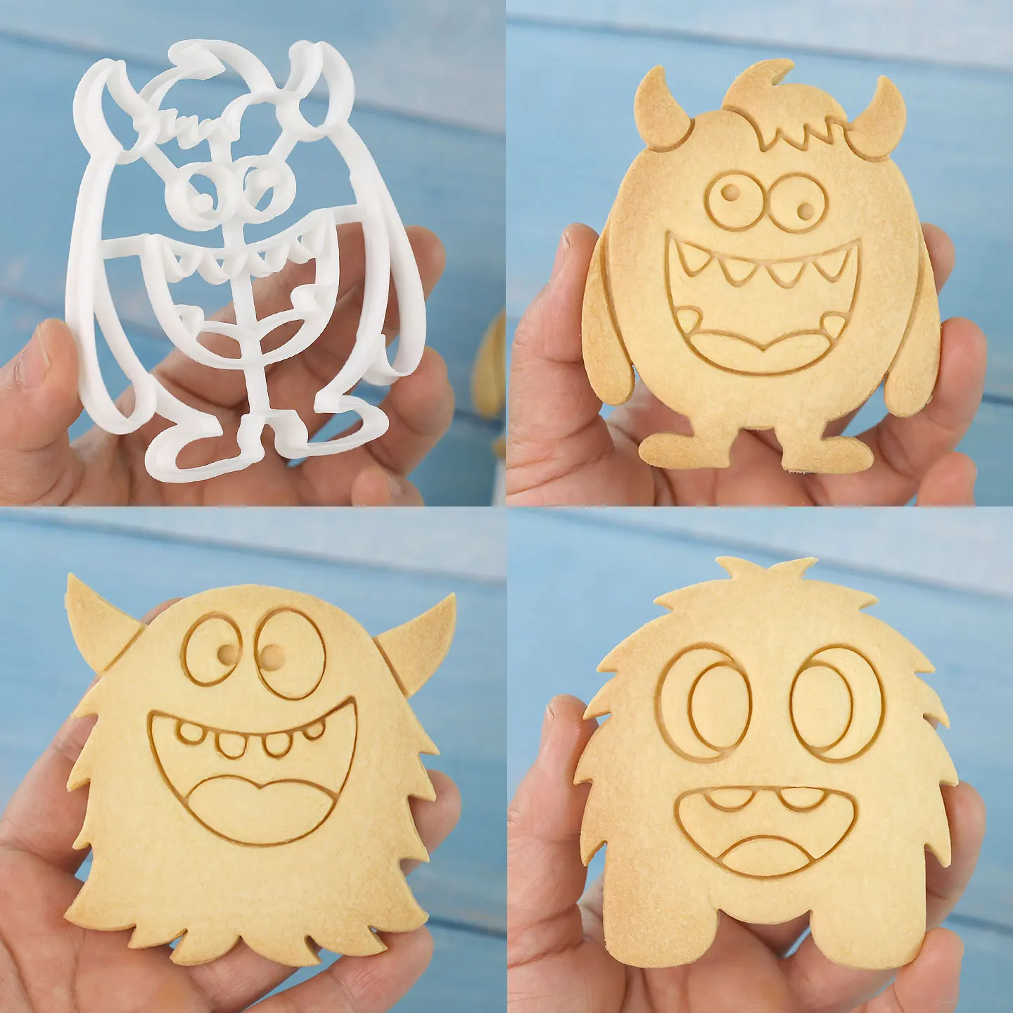 1 Pc/4 Pcs Large Monster Cookie Cutters 3D Cute Cartoon Character Shapes Cookie Molds for Kids Birthday Party, Halloween Decor - view 4