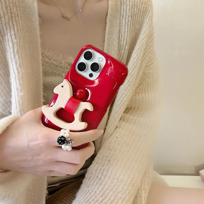 Ponsel Keras PU Kulit Cincin Kuda Penyangga Perkotaan Mewah untuk iPhone 12 13 14 15 16 Pro Max 16pro Melindungi Penutup Pencegahan Jatuh