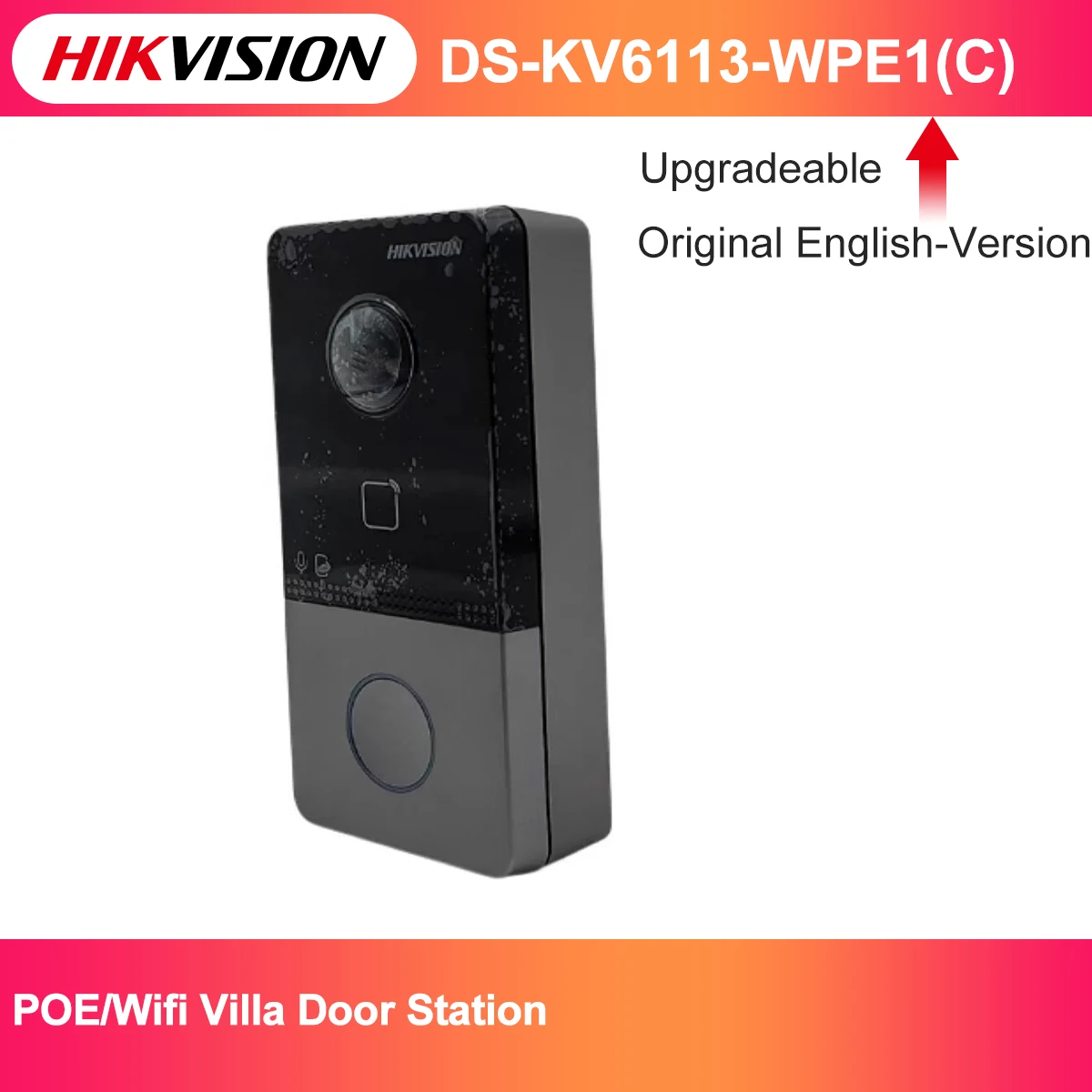 

Hikvision Video Intercom Doorphone with Rain Cover, WIFI Doorbell Unlock Door DS-KV6113-WPE1(C)+Protective Shield