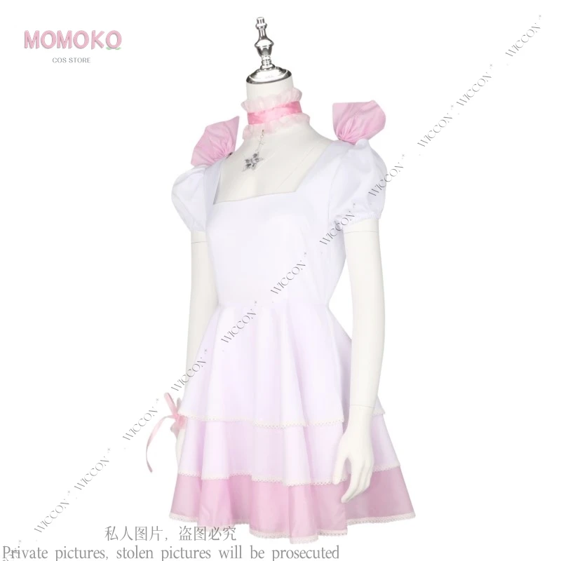 Kinomoto Sakura Anime Cosplay Costume Wig Shoes Pink White Dress Lolita Woman Kawaii Birthday Party Suit Sakura Card Bustle