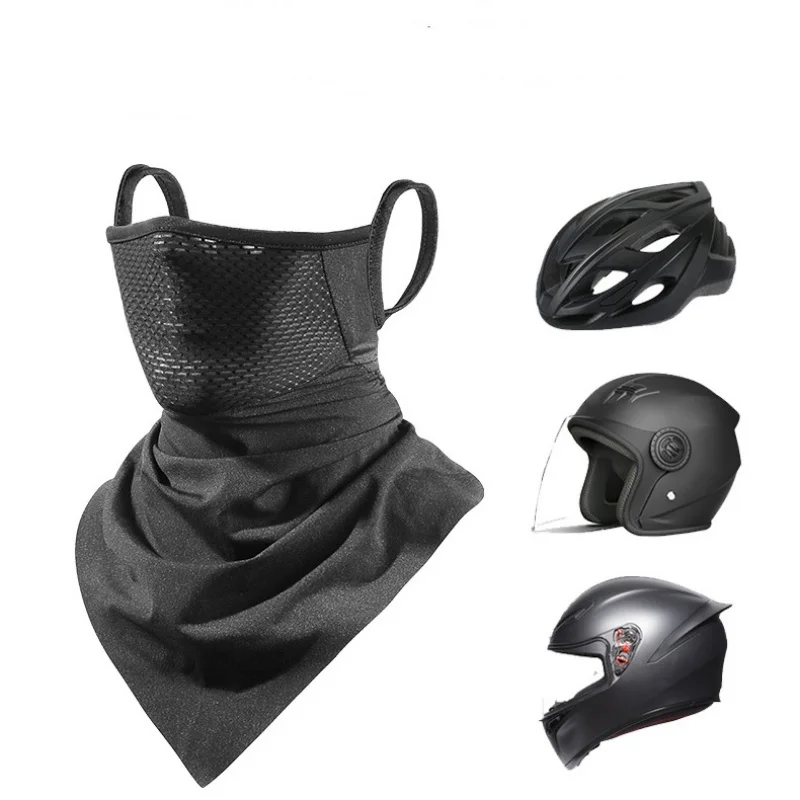 Summer Men Women Full Face Mask Bicycle Neckerchief Cycling Balaclava UV Protection Mask Breathable Ice Silk Hanging Ear Scarf