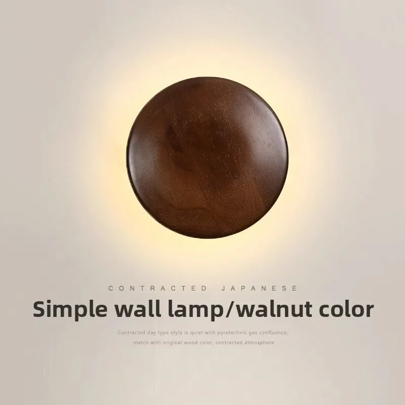 Retro Solid Wood Led Wall Lamp Lights for Bedroom Bedside Living Room Corridor Minimalist Wooden Indoor Lighting Fixture Walnut