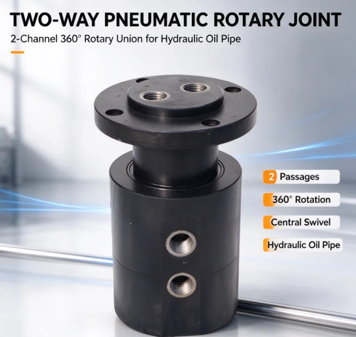 2 Way Pneumatic Hydraulic Rotary Joint 360 Degree Central Rotary Union Dual Channel Swivel Connector For Hydraulic Oil Pipeline