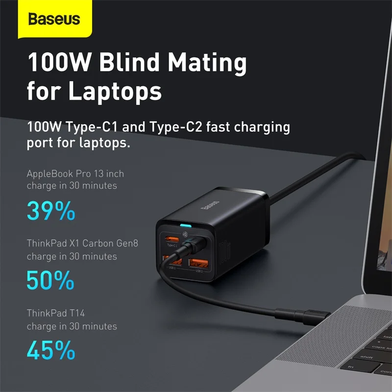 Baseus 100W GaN ładowarka USB typ C stacja ładująca PD 65W QC 3.0 szybka ładowarka do Macbook iPhone 14 Pro Xiaomi Laptop