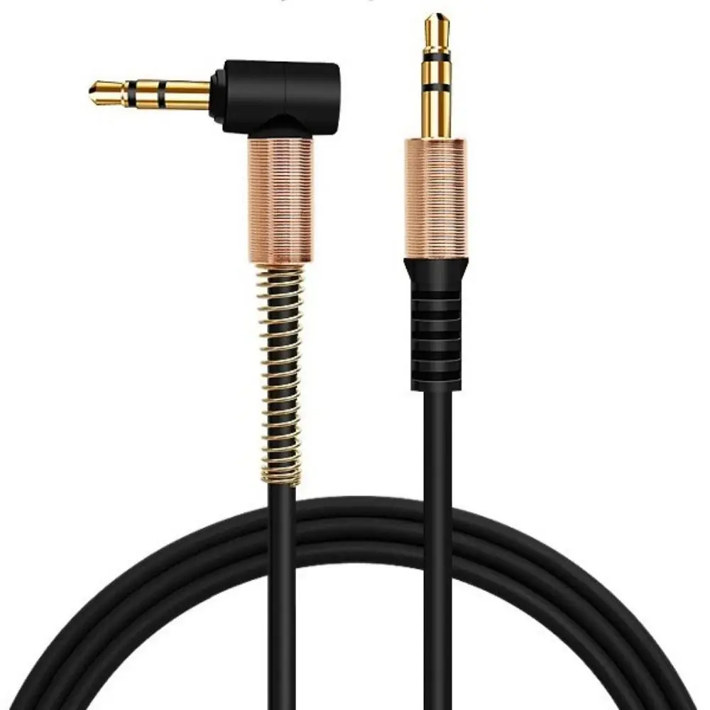 Black Aux Cable 3.5MM To 3.5MM Spring Retractable Jack Speaker Wire Line Connector Type C Audio Wire Cord for Mobile Phone