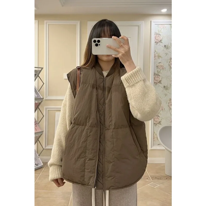 

2025 New Style Cotton Padded Coat Trendy Stand-up Collar Fashionable Autumn and Winter Simple and Popular Loose Waistcoat Vest