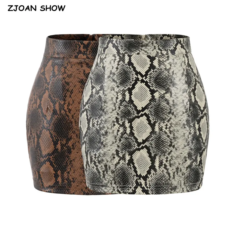 

2025 Американская ретро-юбка из искусственной кожи с высокой талией и змеей, сексуальная кожаная посылка, мини-короткая юбка трапециевидной формы с шортами на подкладке