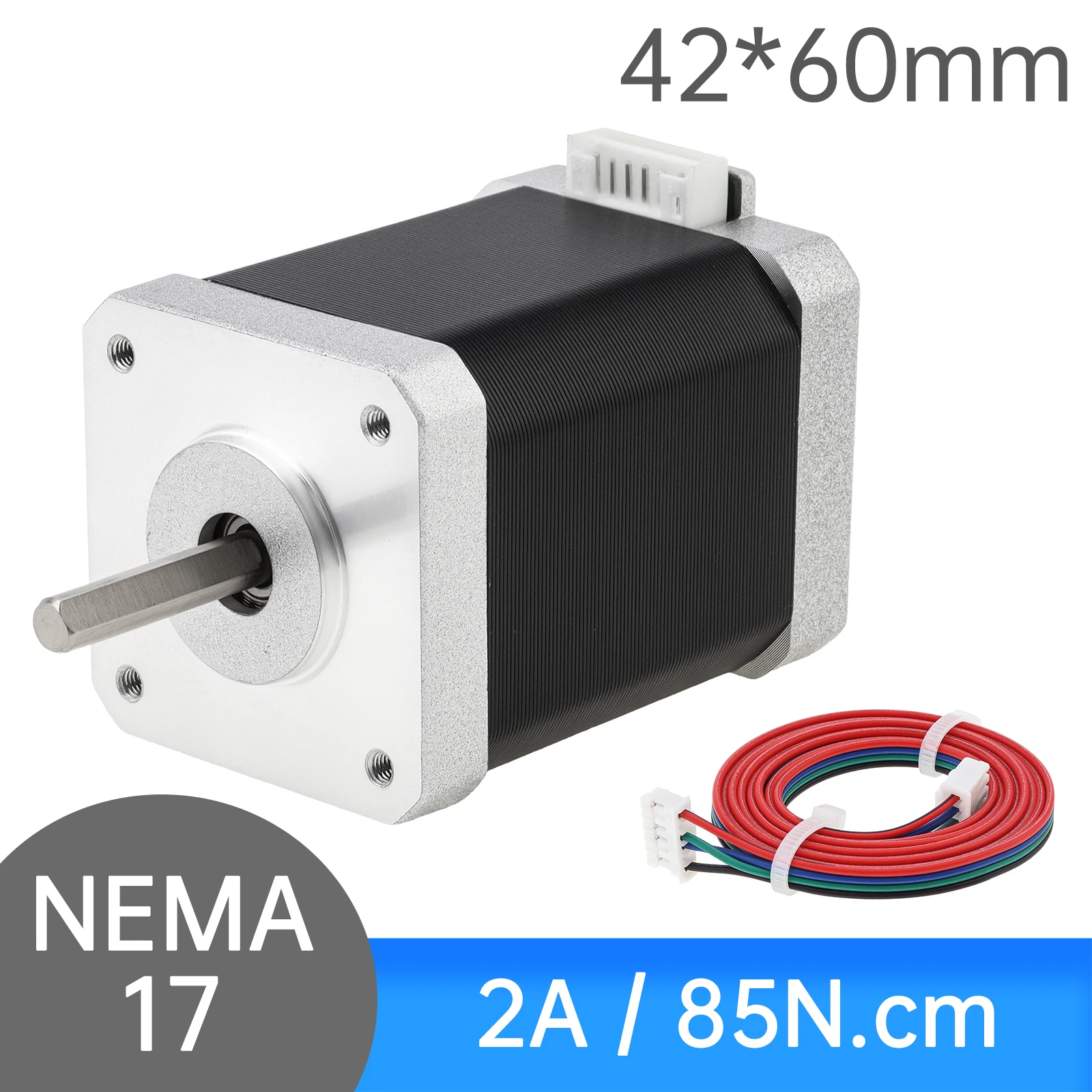 Nema 17 Stepper Motor 60MM Bipolar 2A 85N.cm 42 Motor 2 Phase 4 Wire Bipolar Stepper Motor 1.8 Degree for DIY CNC 3D  Printer