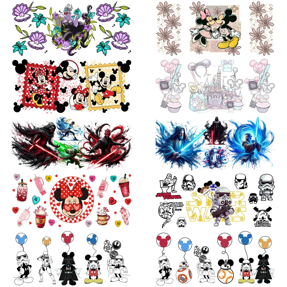 

30 Style Mickey Family Cartoon Anime UV Sticker DIY decoration Decals 3D transfers uvdtf crystal sticker 16oz uv dtf cup wraps