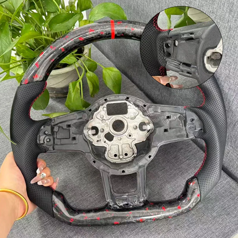 Rode folie gesmeed koolstofvezel stuurwiel voor Volkswagen MK7 MK7.5 GTI R GTD GTE Golf7 Passat B8 aanpasbare kleuren