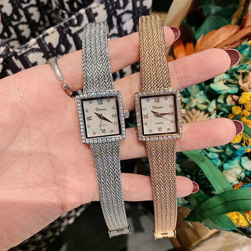 2023 Diamond Wristwatch Luxury Brand Women Watches Quartz Fashion Ladies Watch With Rhinestone Rectangle Bracelet Watch Women