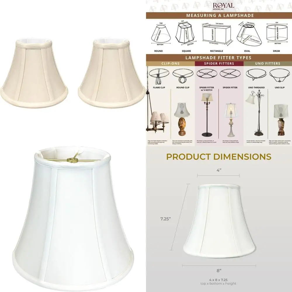

Basic True Bell Lamp Shade with Uno Fitter, 4x8x6.5 Inches, Beige, 2-Pack, Suitable for Small to Medium Fixtures