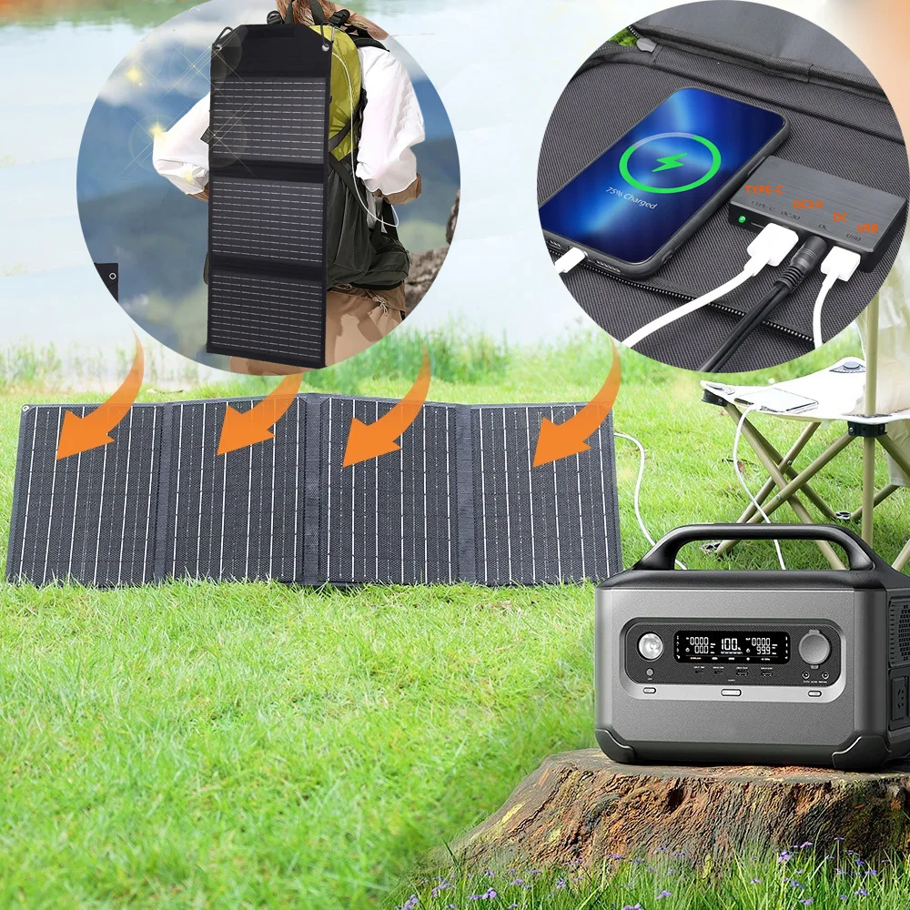 

15W/21W/30W/40W Portable Solar Panel Folding Bag, Suitable for Emergency Charging of Outdoor Mobile Devices Solar Panel Kit