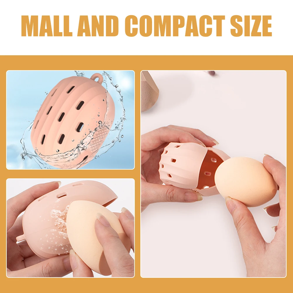 

Silicone Makeup Sponge Holder Portable Powder Puff Box Travel Soft Pink Egg Shaped Storage Case Beauty Tool Accessories