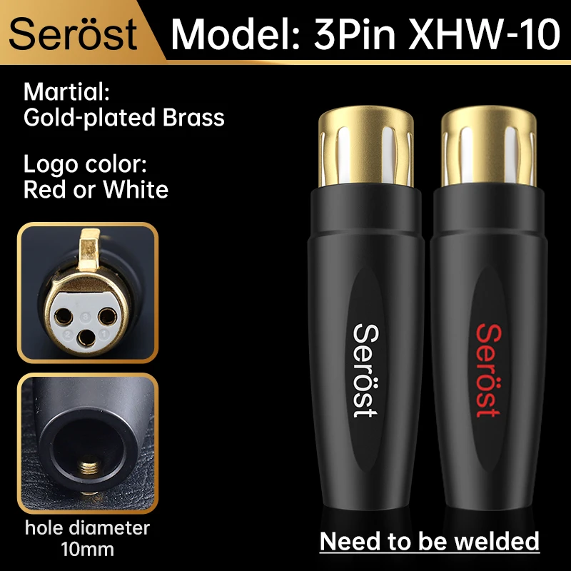 Serost HiFi Audio 3-Pin/4-Pin XLR-Stecker Vergoldeter Messing-Balance-Kabelstecker Männlich Weiblich XLR-Anschluss für Mikrofon, Mischpult, Lautsprecher – Detail 9