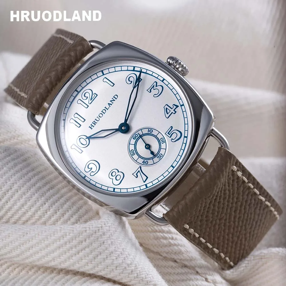 Hruodland 2024 New Fashion Luxurious Men\'s Automatic Mechanical Watches F028 ST1701 Stainless steel brown Leather reloj hombre