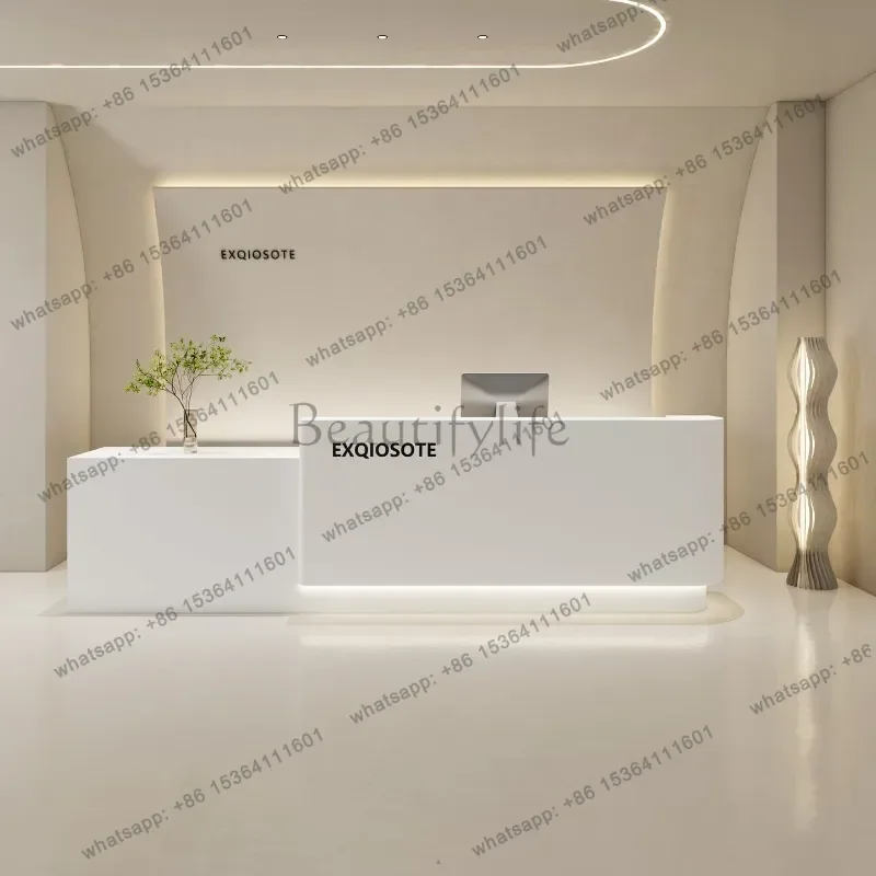 Best Sellers Creamy Style Reception Desks Curved Clothing Reception Desks Store Shop Durable Office Furniture Banco Reception ZY