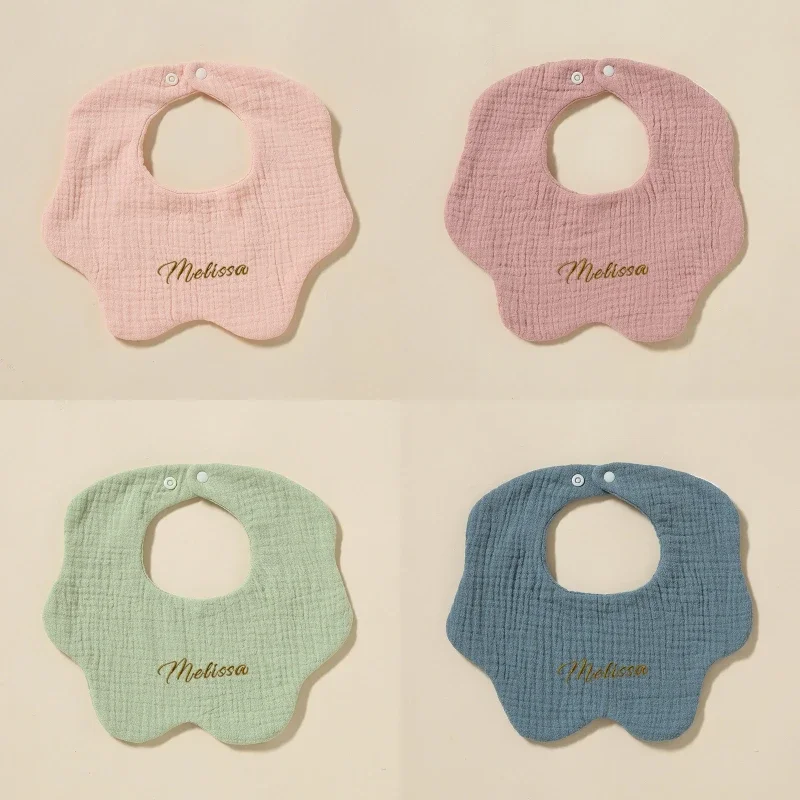 Personalized Gift Baby Cotton Bib Waterproof Newborn Accessories For Girls Muslin Burp Cloth Boy Custom Bibs For Baby Name Kids