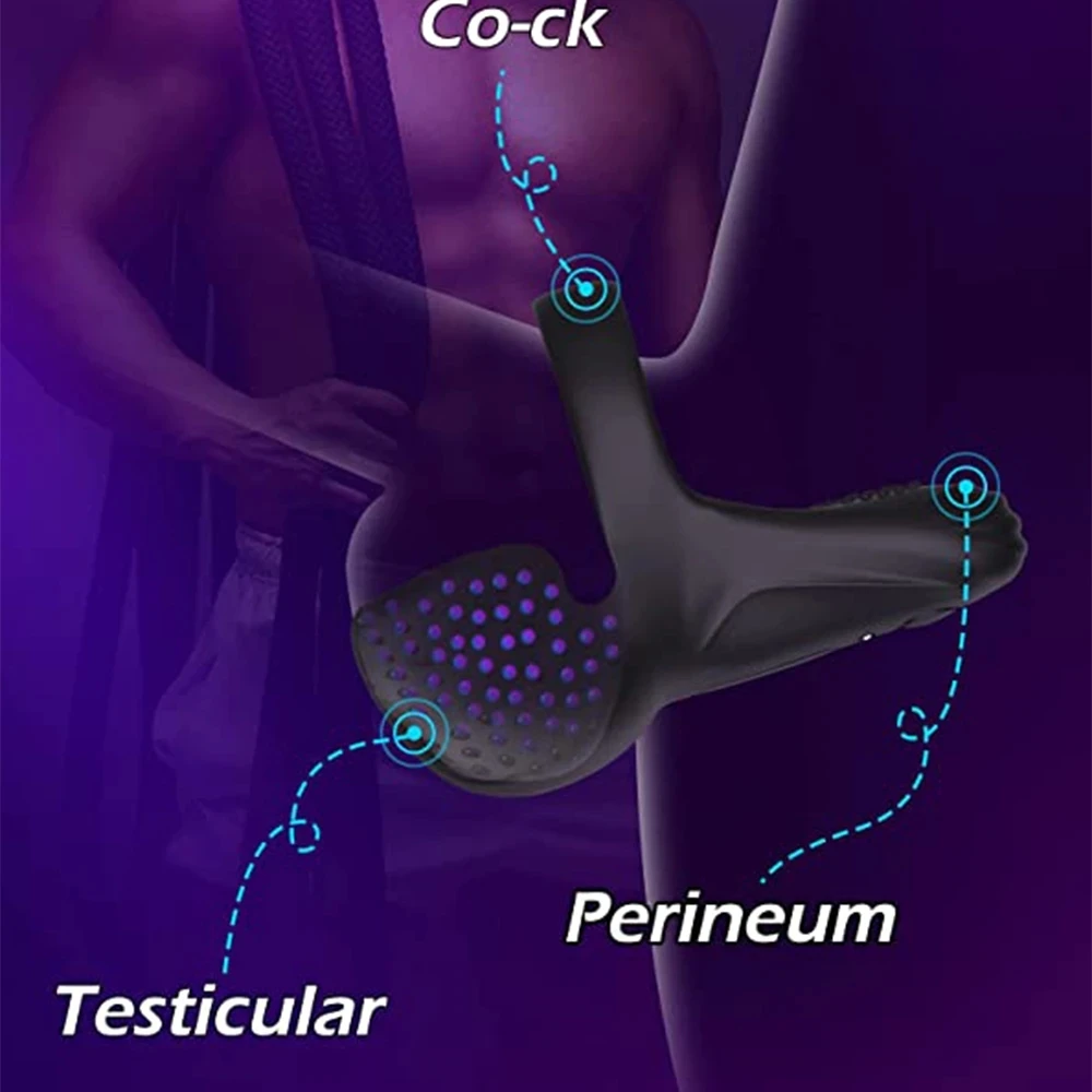 HESEKS Vibrator Penis Perineum Sex Toys for Men 3 in 1 Silicone Cock Rings Testicle Trainer Scrotum Stimulator Massager Cockring