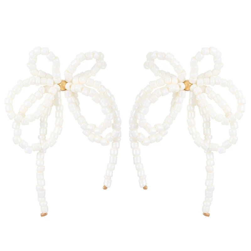 Fashionable Beaded Bowtie Themed Jewelry Set Butterfly Knot Necklace Bracelet Earrings Stylish Bowknot Accessory image 2
