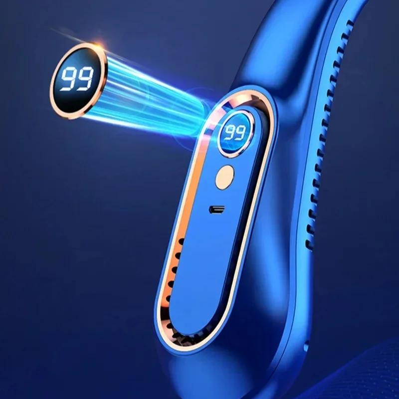 Xiaomi Portable Mini Hanging Neck Fan Bladeless Neckband Fan Digital Display Power Air Cooler USB Rechargeable Electric Fans New