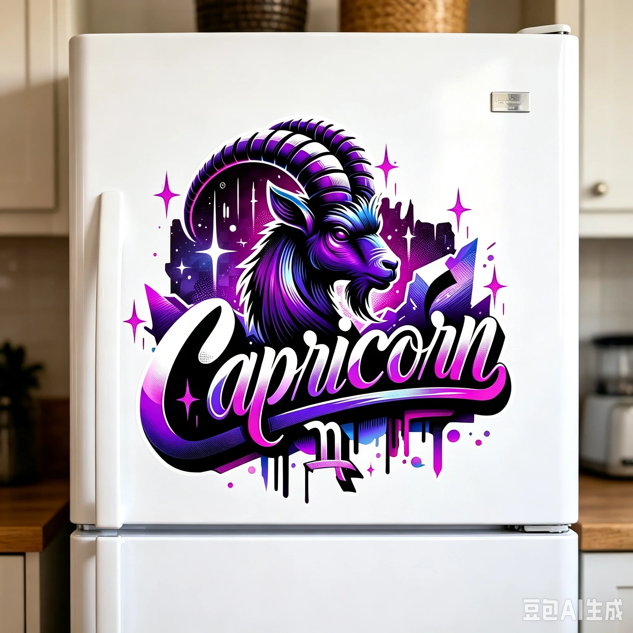 Zodiac Sticker Zodiac Vibrant Watercolor Black Background Capricorn Car Sticker Vinyl Self-Adhesive Decorative