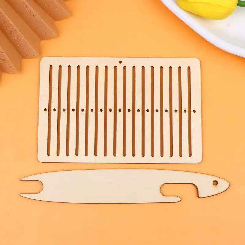 2Pcs/Set Weaving Loom Kit Wooden Belt Weaving Loom Weaving Shuttle Tools Arts Crafts For Backpack Strap Camera Strap Knitting